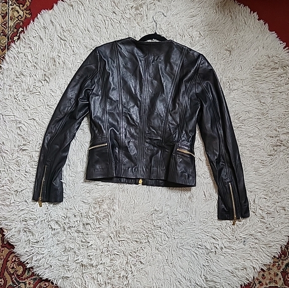 Blumarine Blugirl Black Lamb Leather Jacket Moto Motorcycle Made in Italy Medium - Picture 12 of 13